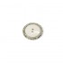  
bottone  2 buchi madreperla grigia chiaro con corona zigrinata argento: 2,1 cm