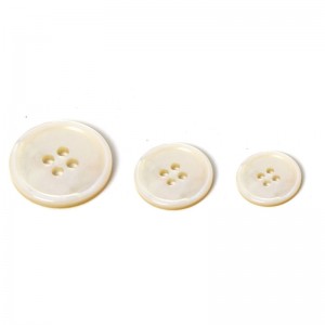 Four-mother-of-pearl button-hole button with hem